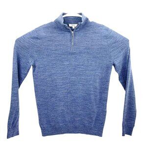 Reiss Blackhall Merino Wool 1/4 Zip Sweater Pullover Mock Neck Mens Blue Small